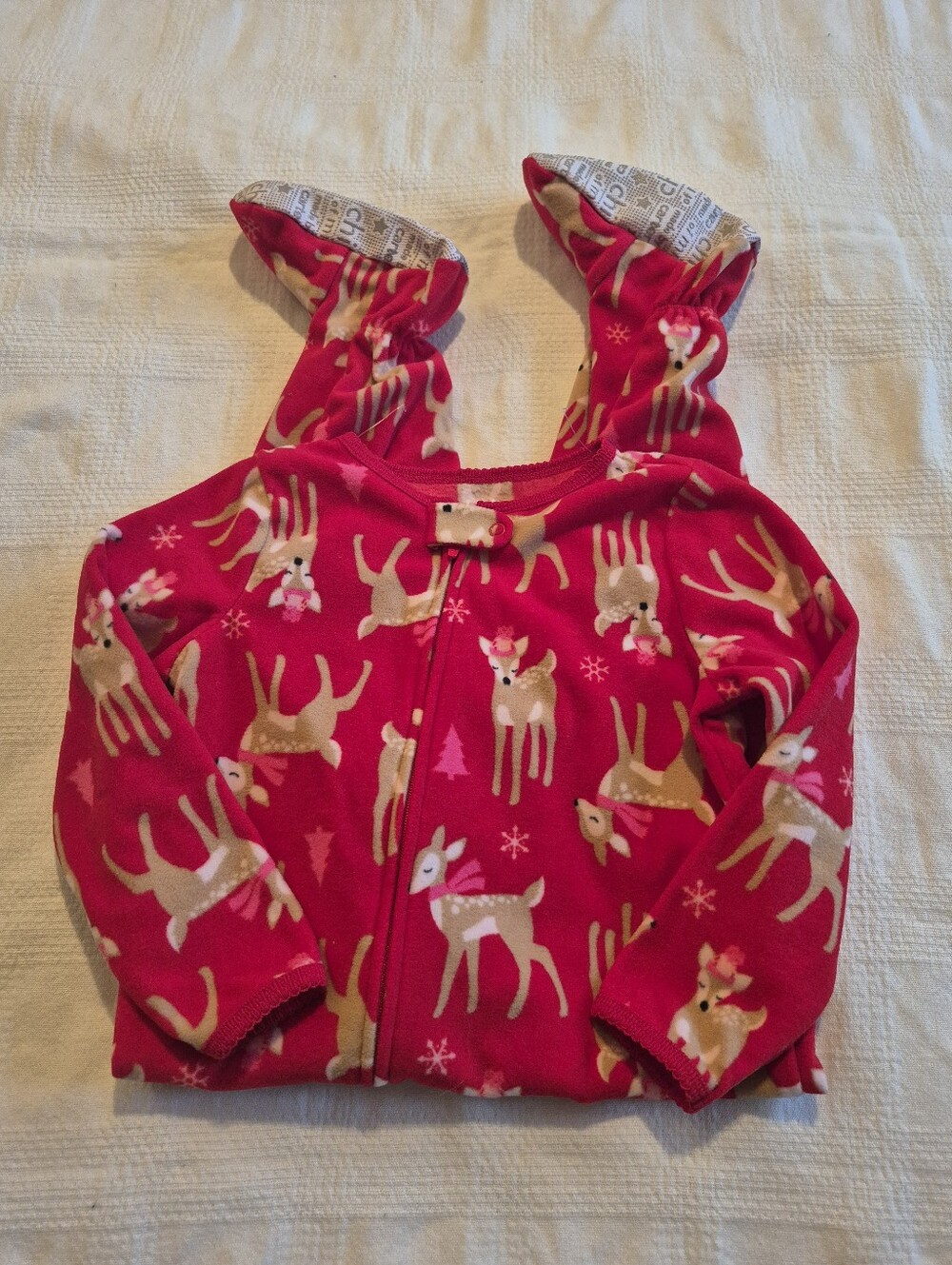 Child of Mine Carter's girl's 3T red fleece reindeer design pajamas NWOT